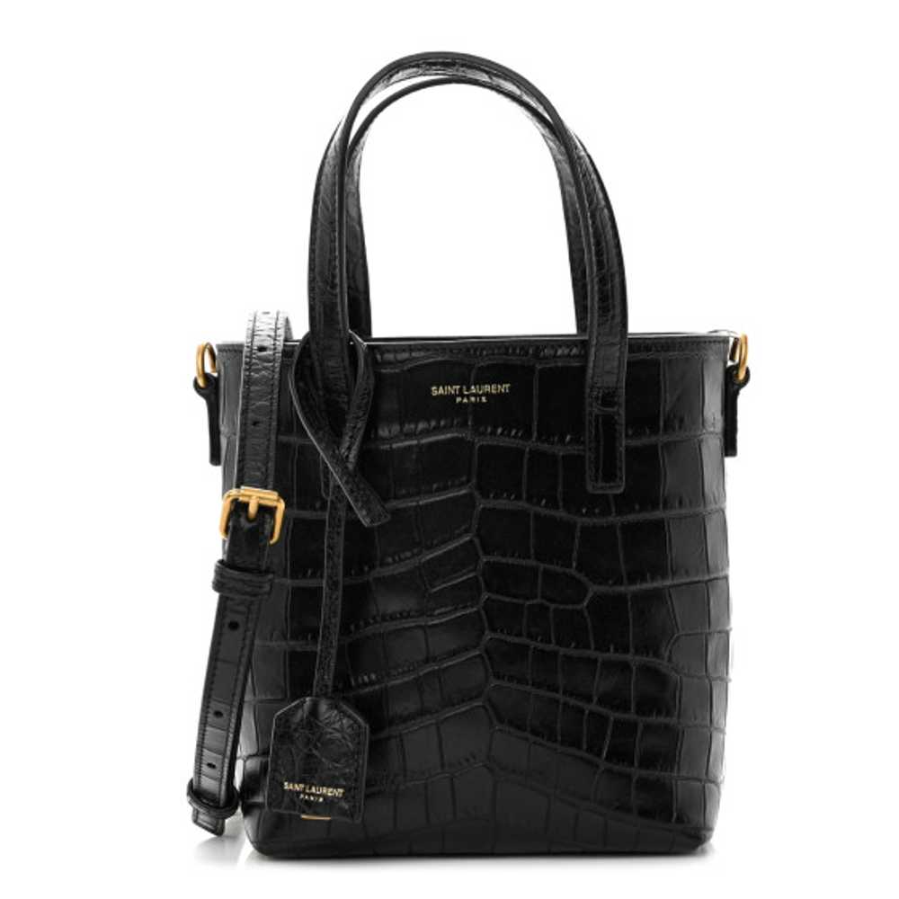 SAINT LAURENT Calfskin Crocodile Embossed Paris M… - image 1