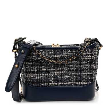 CHANEL Tweed Calfskin Small Gabrielle Hobo Blue - image 1