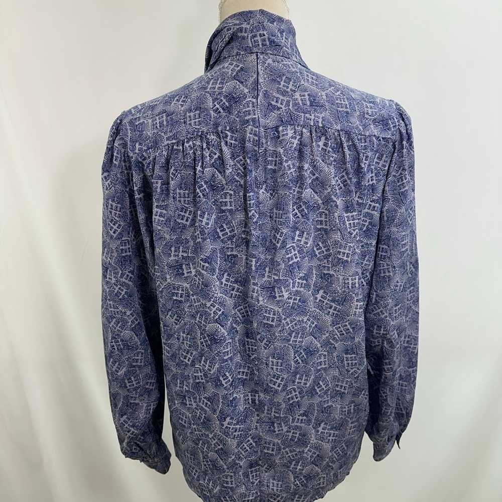 Vintage Christian Dior Blue Floral Blouse Size 6 … - image 3