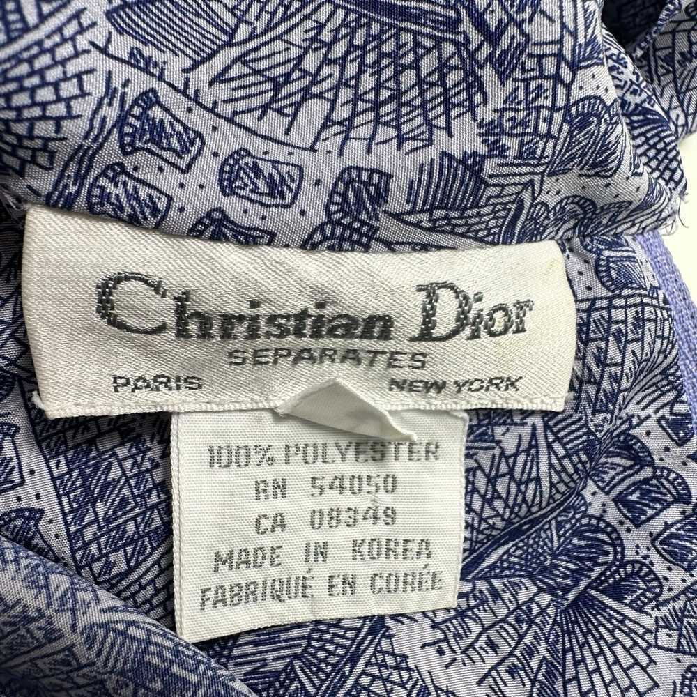 Vintage Christian Dior Blue Floral Blouse Size 6 … - image 6