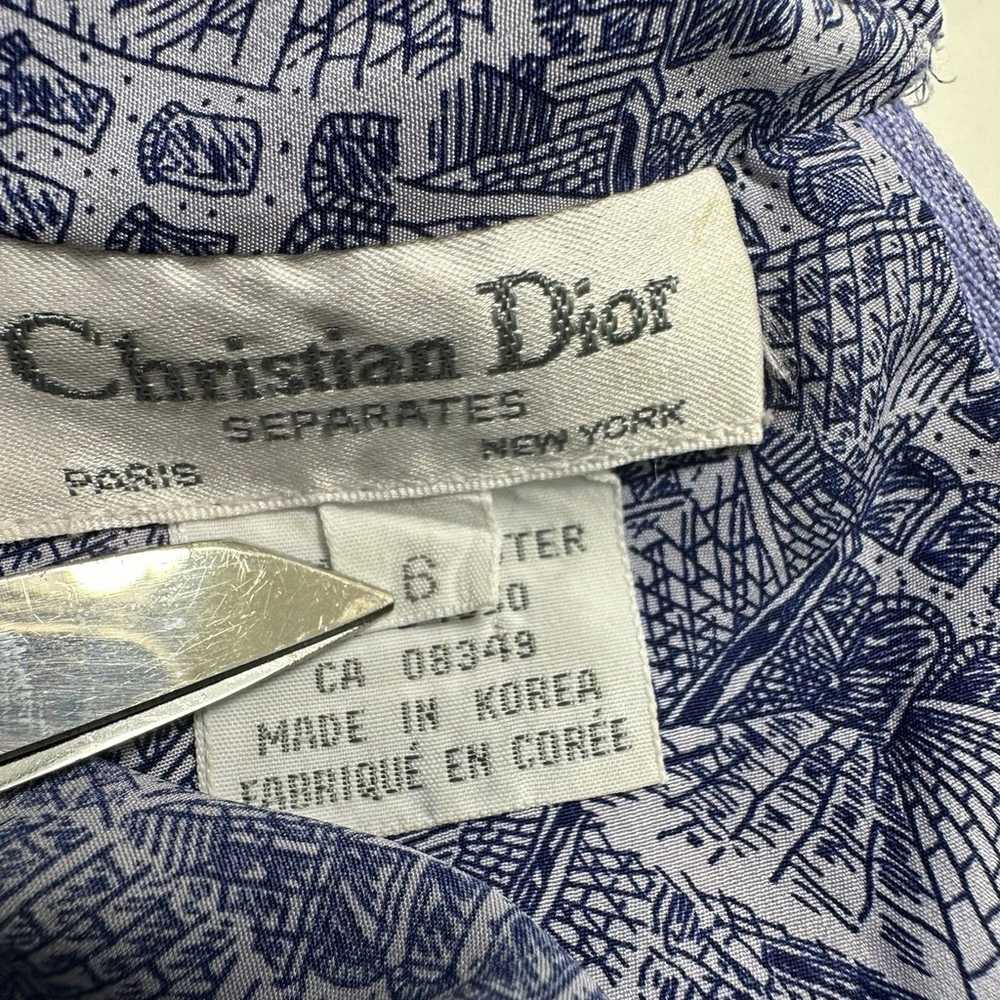 Vintage Christian Dior Blue Floral Blouse Size 6 … - image 7