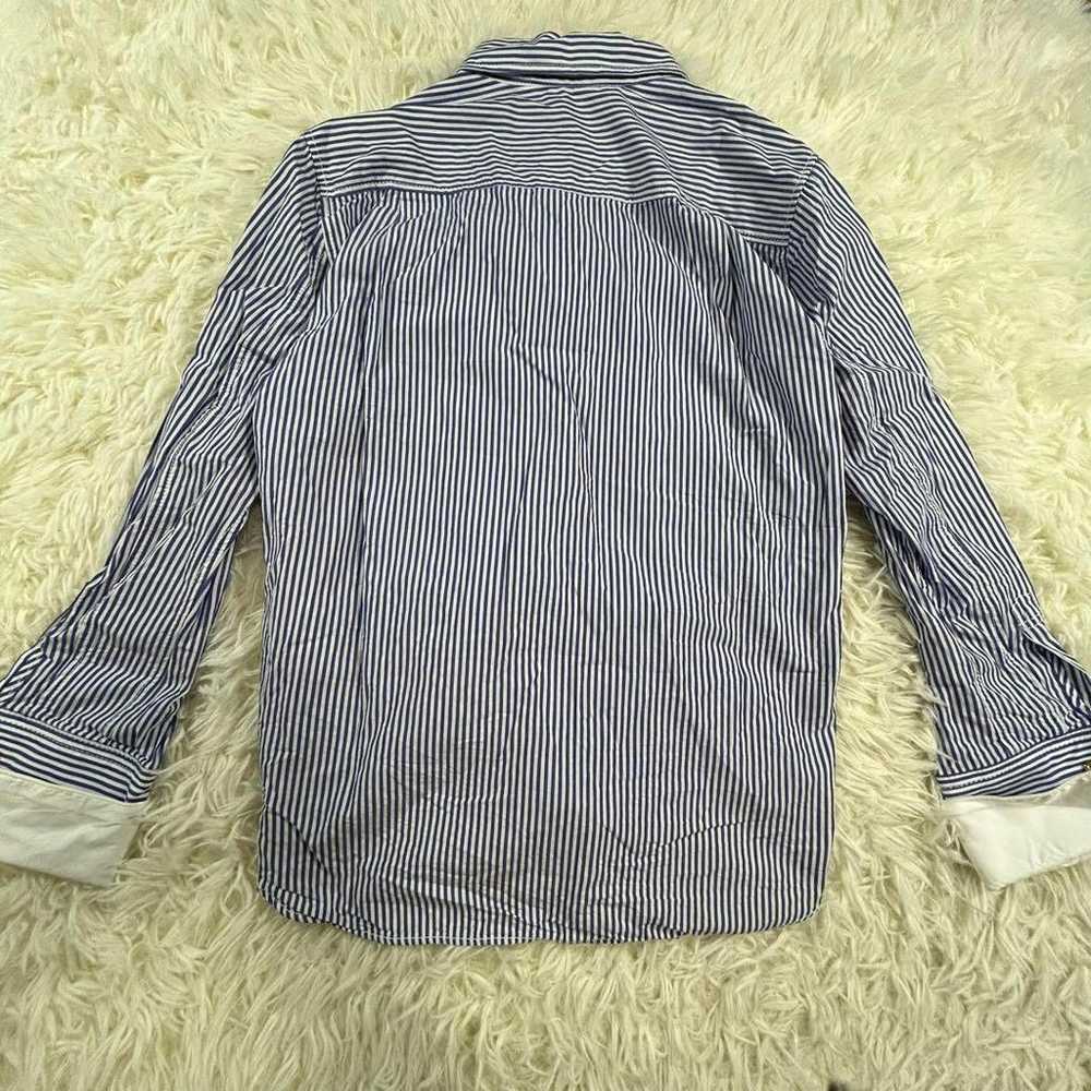 ZARA shirt, blue and white striped, long-sleeve. - image 11