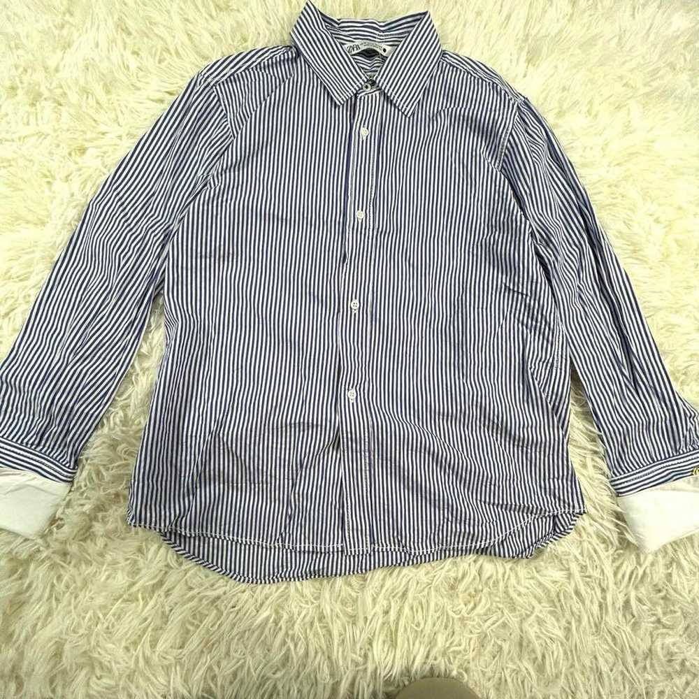 ZARA shirt, blue and white striped, long-sleeve. - image 2