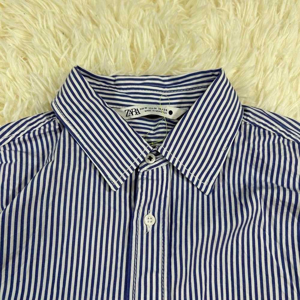 ZARA shirt, blue and white striped, long-sleeve. - image 3