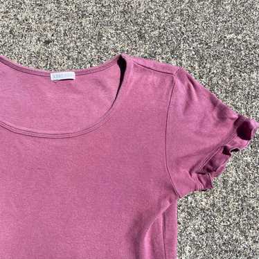 Y2K 00s vintage frilled T-shirt Pink pre-owned He… - image 1