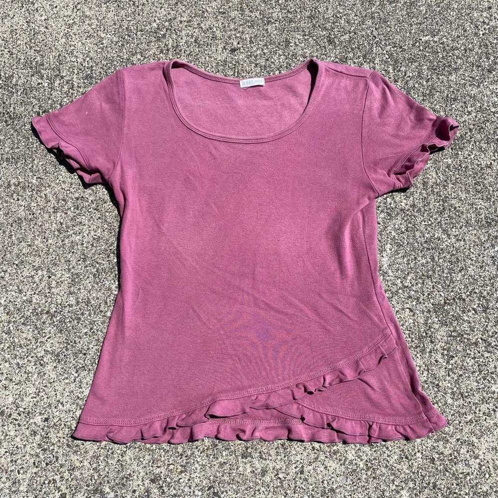 Y2K 00s vintage frilled T-shirt Pink pre-owned He… - image 2