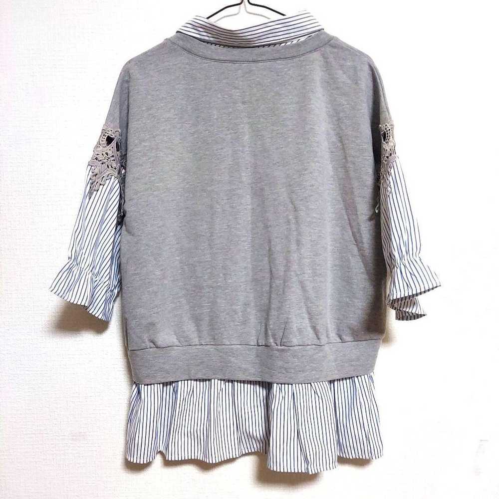 axes femme 7/8 Sleeve Shirt Grey Light Blue White… - image 11