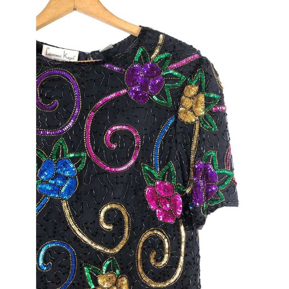 Vintage 1980s Laurence Kazar Beaded Sequin Shirt … - image 7