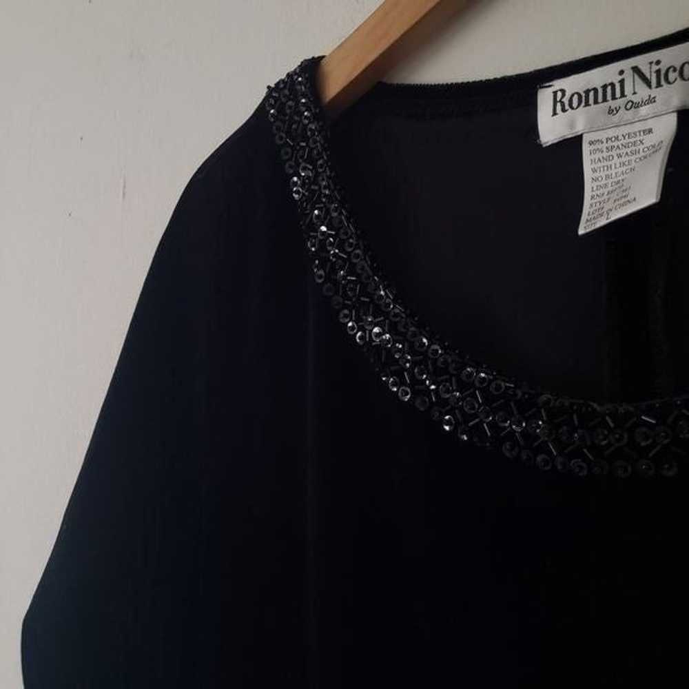 Vintage Velvet Top Beaded Neckline L Ronni Nicole… - image 2