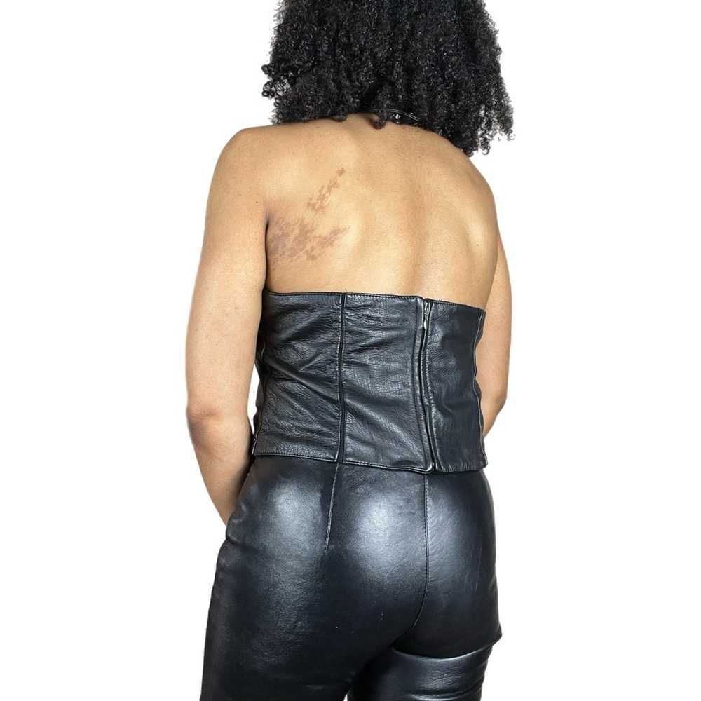 Vintage Leather Crop Halter Top - image 4