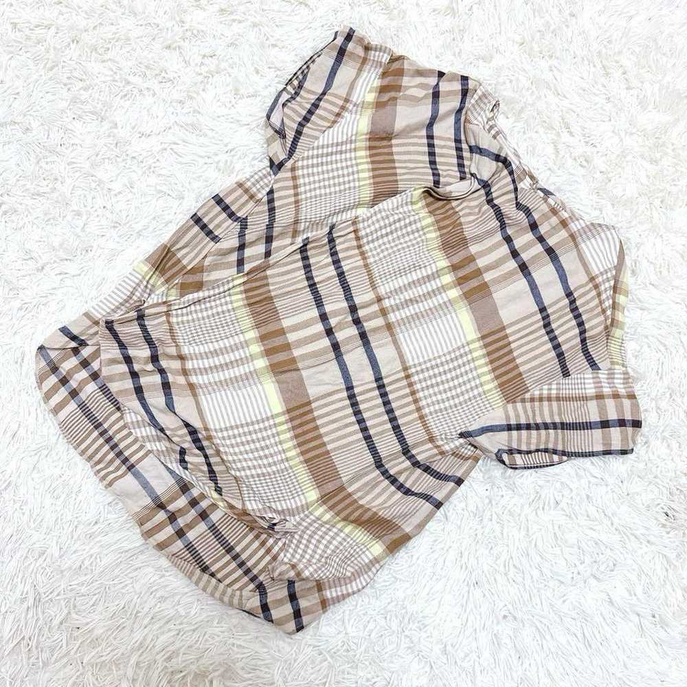 【Vintage】Linen Cashmere Blouse 2XL Check Pattern … - image 2