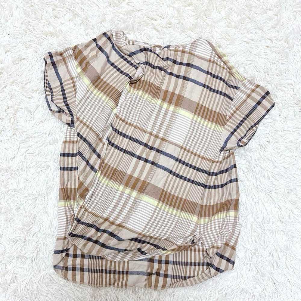 【Vintage】Linen Cashmere Blouse 2XL Check Pattern … - image 3