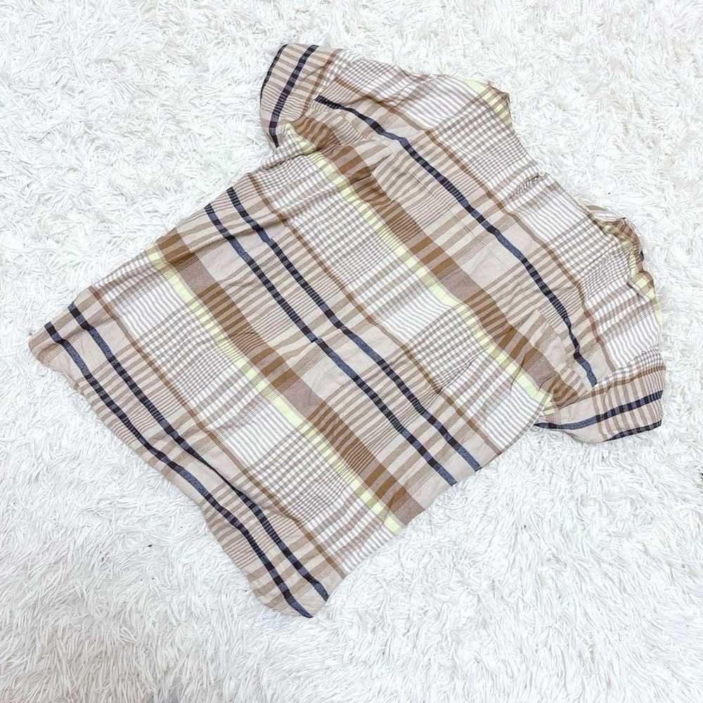 【Vintage】Linen Cashmere Blouse 2XL Check Pattern … - image 4