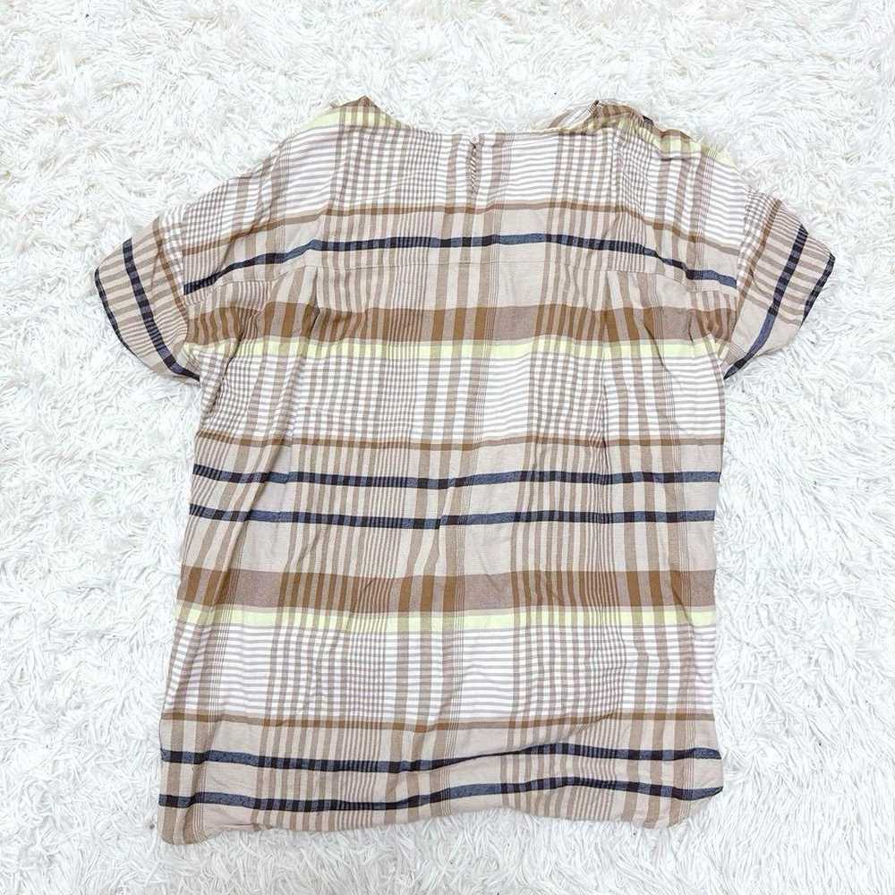 【Vintage】Linen Cashmere Blouse 2XL Check Pattern … - image 5