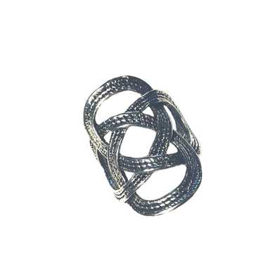 Silver plated woven, bohemian, vintage look ring l