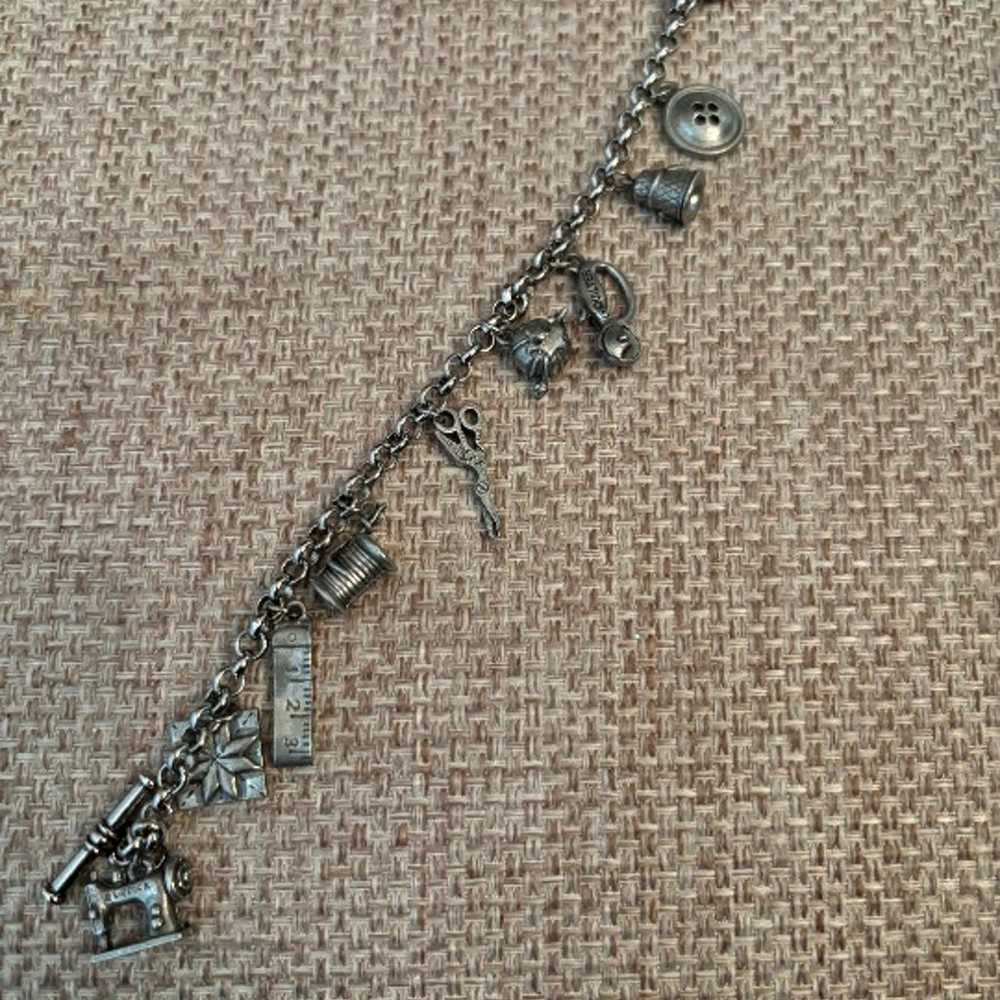 Vintage Charm Bracelet featuring sewing or quilti… - image 4