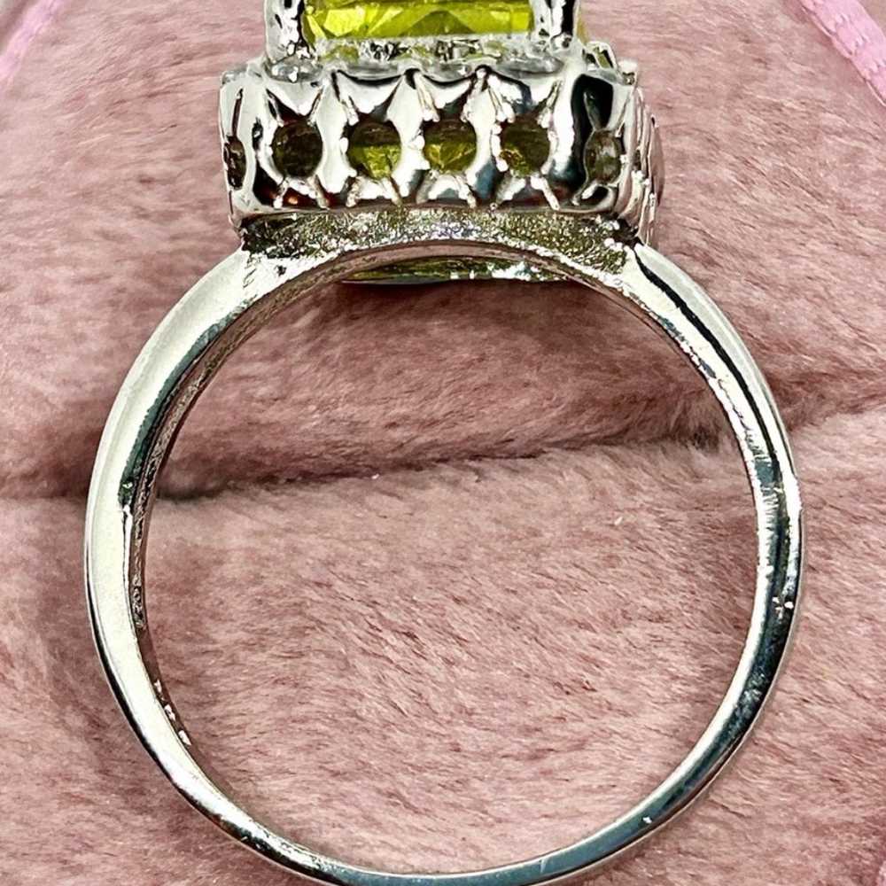 Vintage sz6.75 DESIGNER DBJ 4CT LIME QUARTZ & .60… - image 3