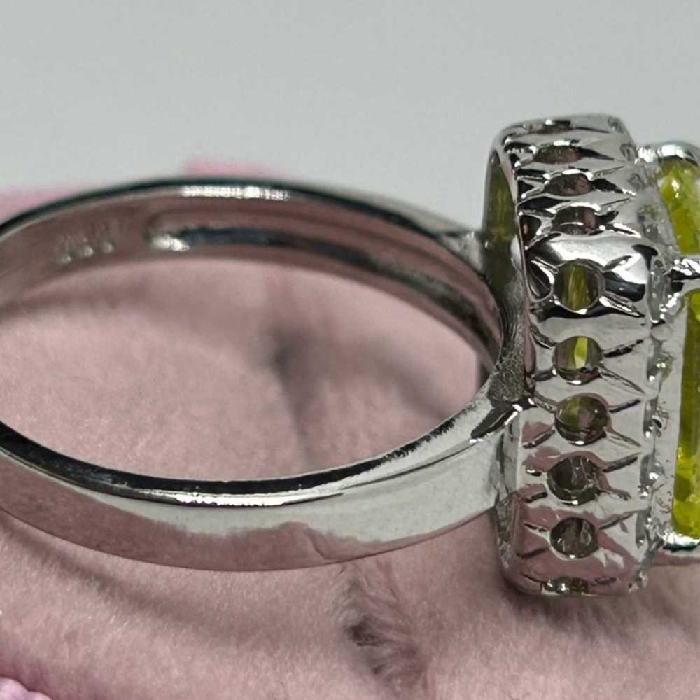 Vintage sz6.75 DESIGNER DBJ 4CT LIME QUARTZ & .60… - image 6