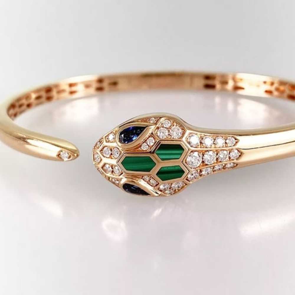 Diamond and Malachite Bangle in Rose Gold - image 1