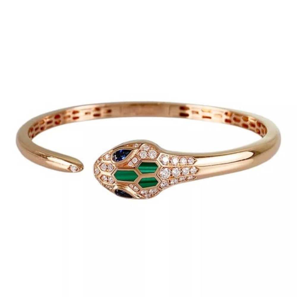 Diamond and Malachite Bangle in Rose Gold - image 2