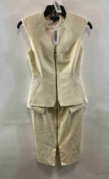 Ted Baker Womens Cream Sleeveless Front Zip Peplum