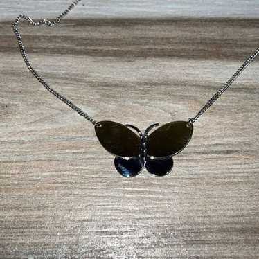 Vintage Avon Signed Butterfly Pendant Mixed Metal… - image 1