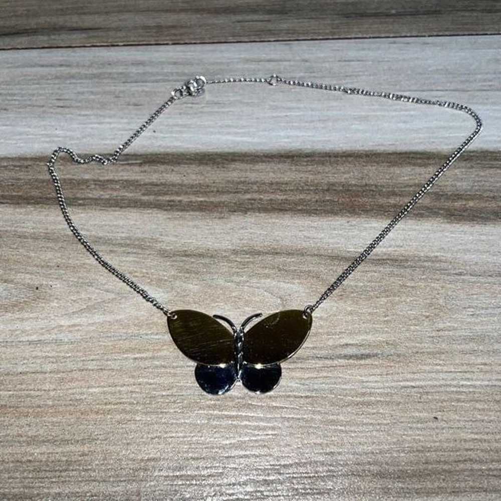 Vintage Avon Signed Butterfly Pendant Mixed Metal… - image 3