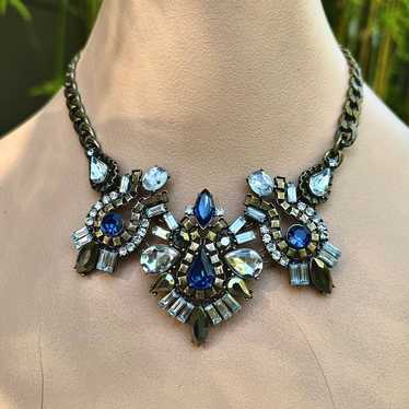 vintage ♡ cz rhinestone chunky statement bib neck… - image 1