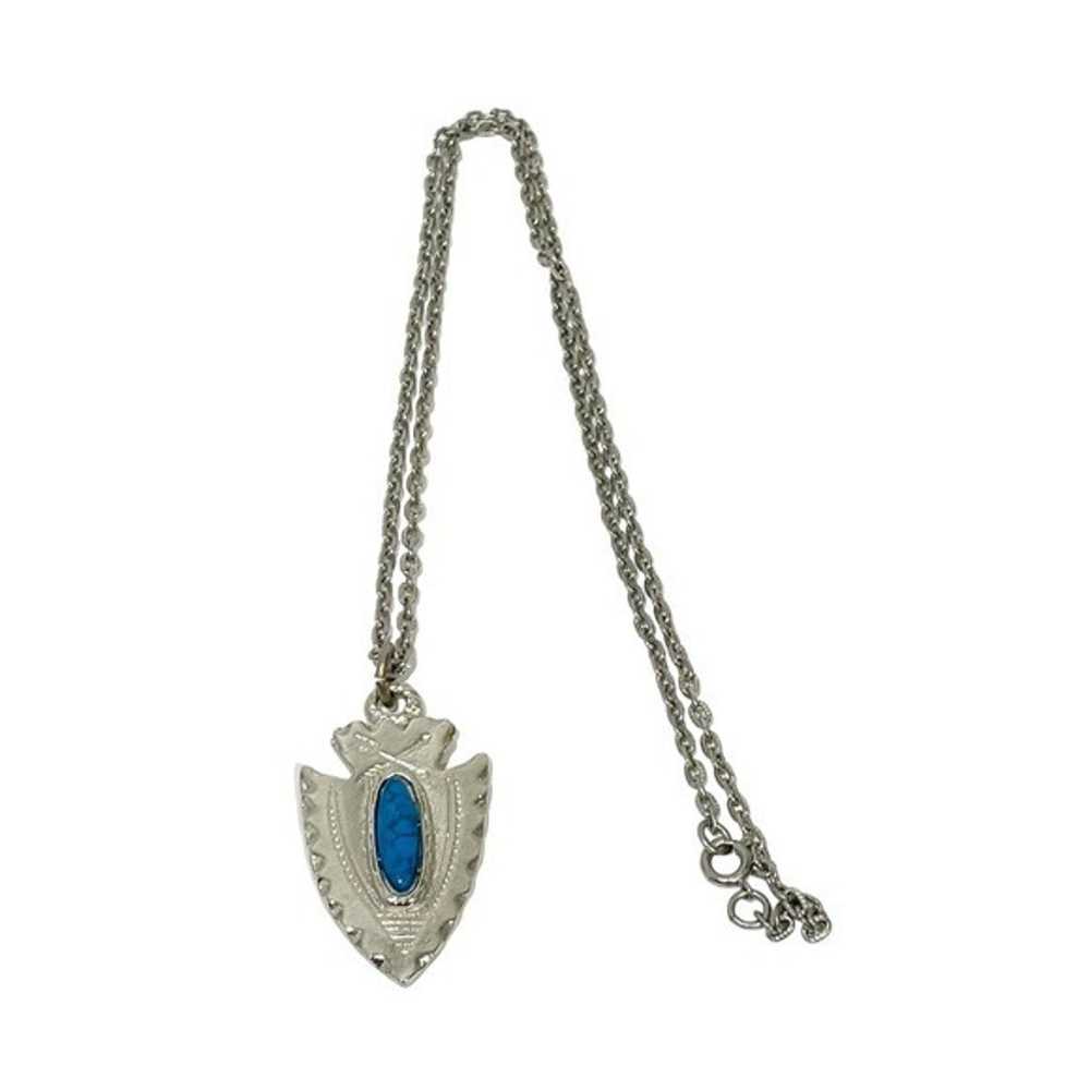 Vintage Turquoise Arrowhead Pendant Necklace - image 1