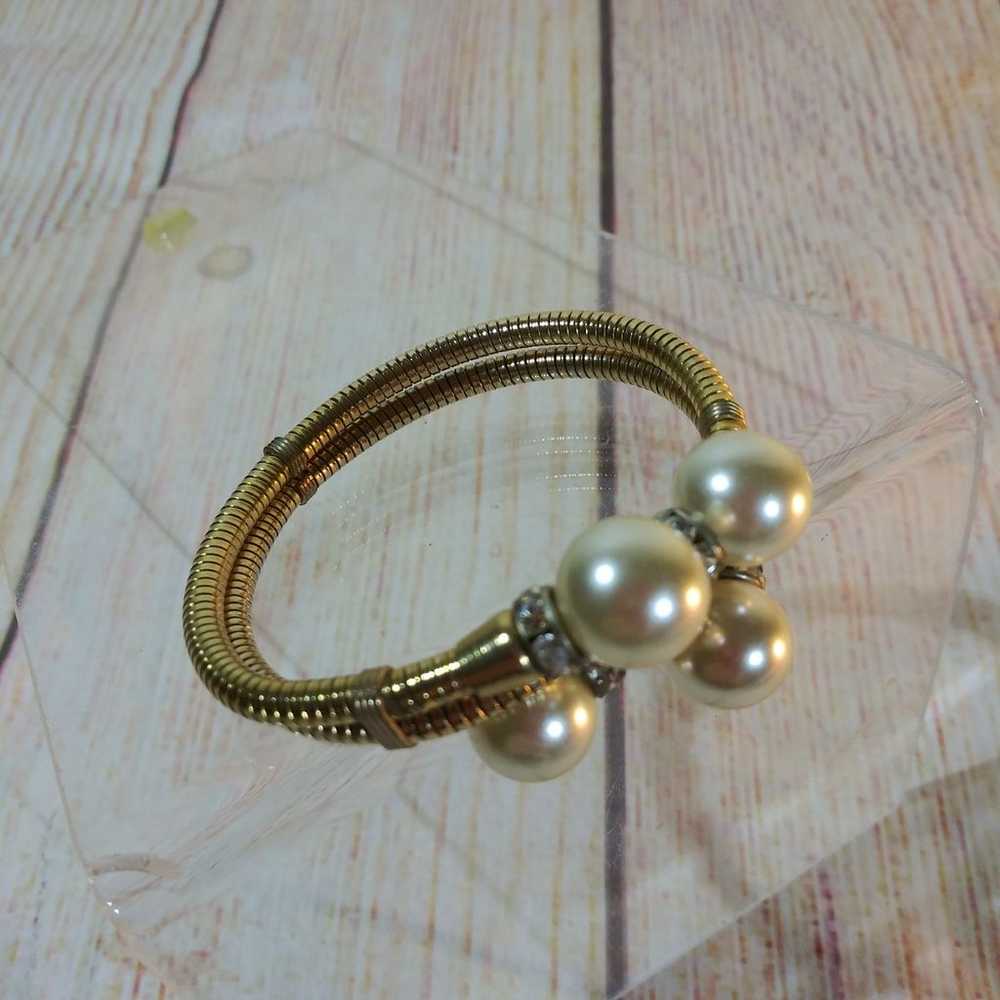 Vintage faux pearl & rhinestone Bracelet - image 3