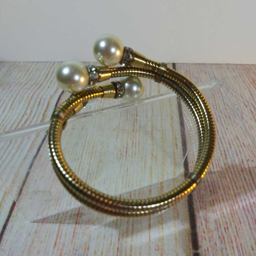 Vintage faux pearl & rhinestone Bracelet - image 4