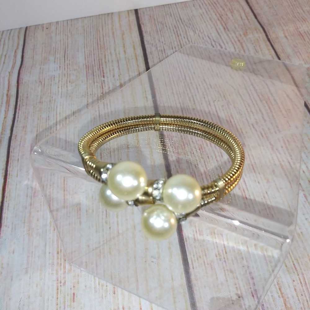 Vintage faux pearl & rhinestone Bracelet - image 5