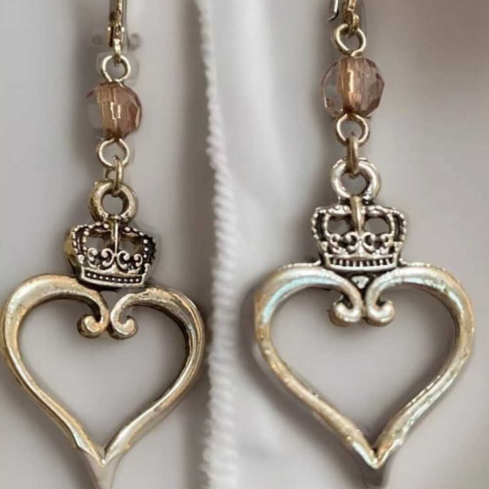 Vintage Y2K JUICY COUTURE Silver Heart & Crown Le… - image 2