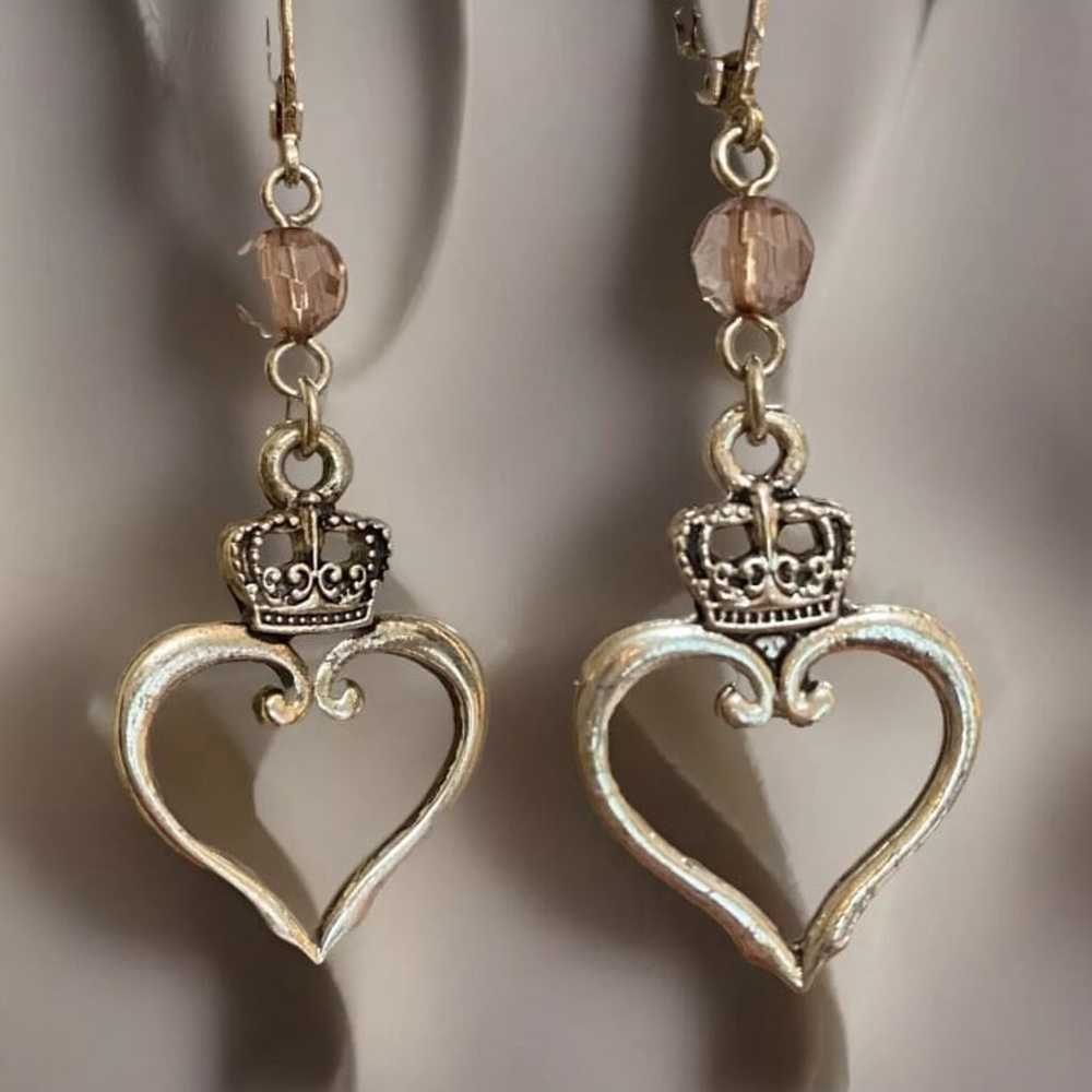 Vintage Y2K JUICY COUTURE Silver Heart & Crown Le… - image 4