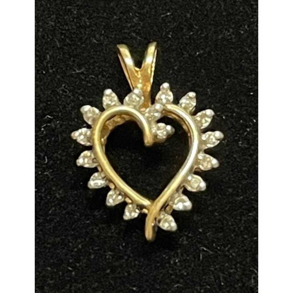 Vintage 14K Yellow Gold Heart Diamond Pendant - image 4