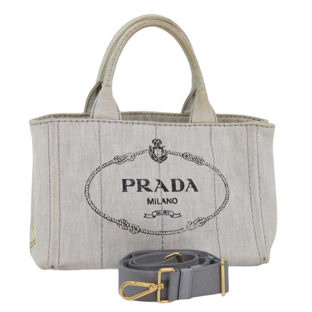 Prada PRADA Canapa PM Hand Bag Canvas 2way White … - image 1