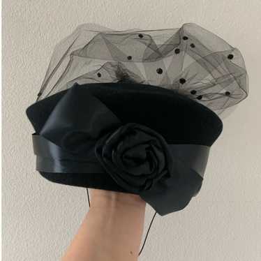 Vintage PLAZA SUITE Bow Front Veil In Black - image 1