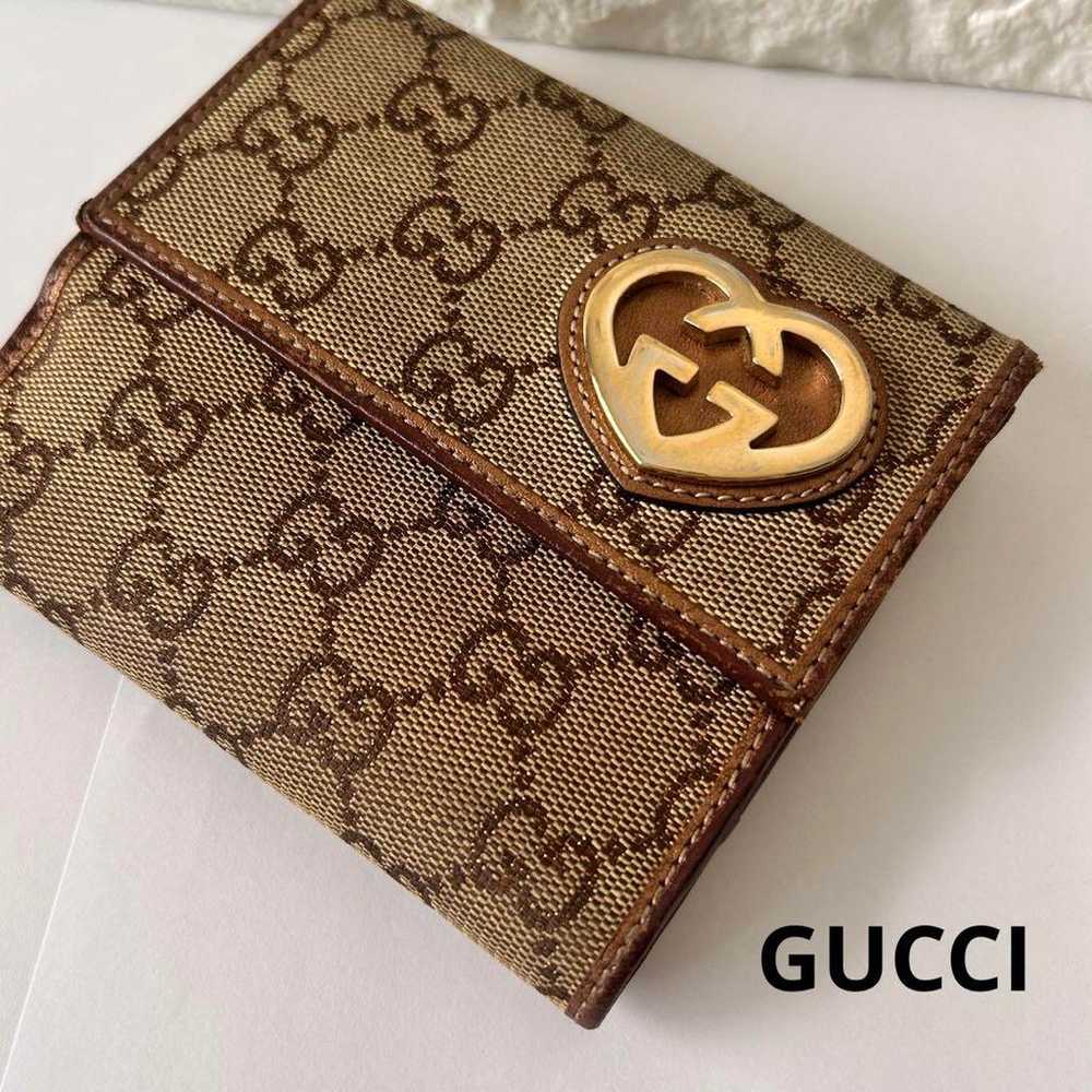 GUCCI fold wallet GG logo heart canvas bifold - image 1