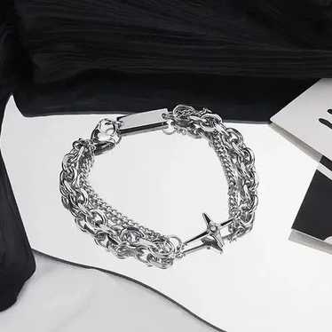 Jewelry × Streetwear Chrome Silver Cross Bracelet… - image 1