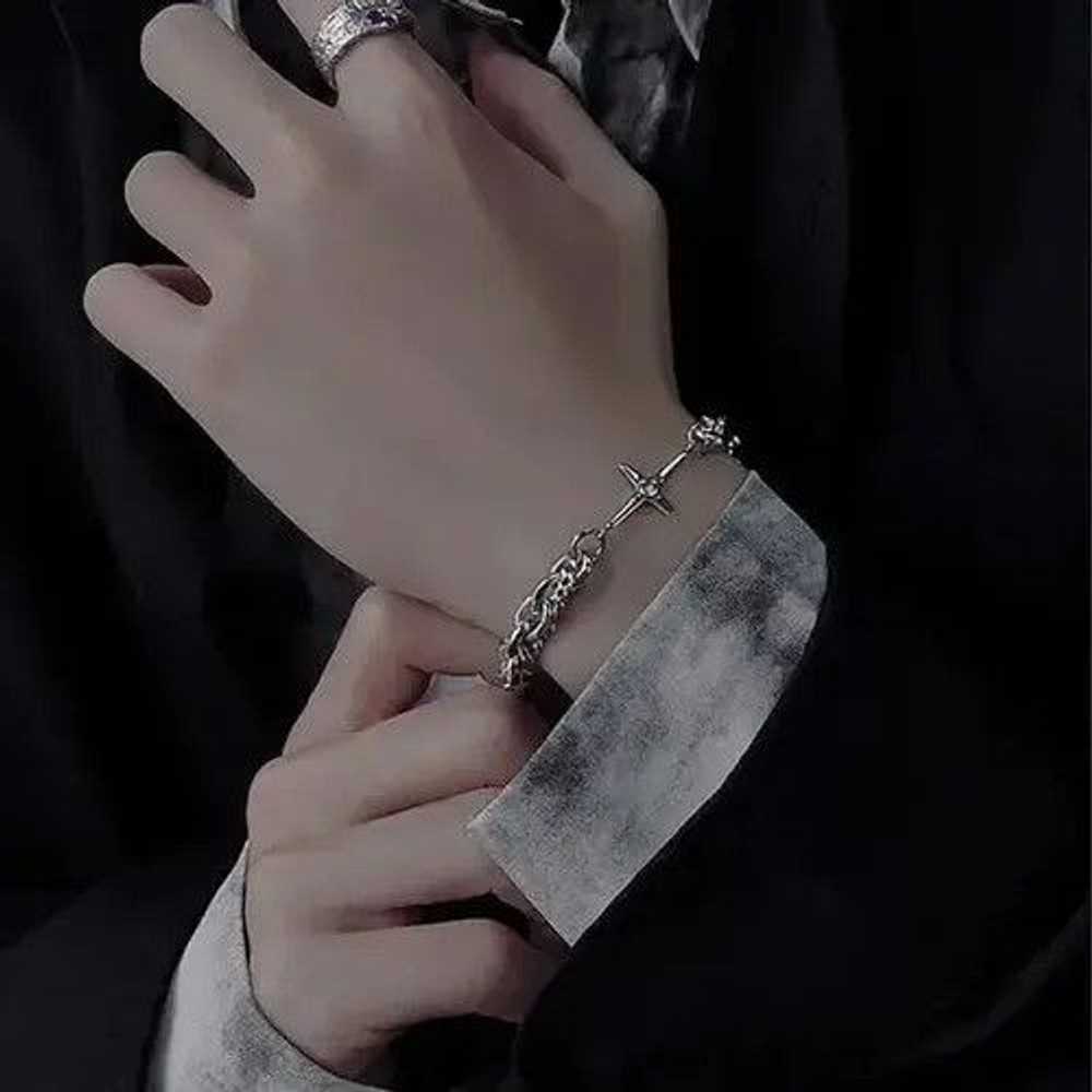 Jewelry × Streetwear Chrome Silver Cross Bracelet… - image 2