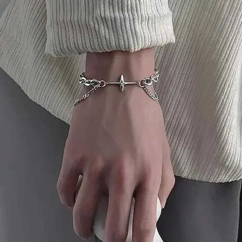 Jewelry × Streetwear Chrome Silver Cross Bracelet… - image 4