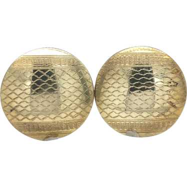 Pair of 10K Yellow Gold Round Cuff links - image 1