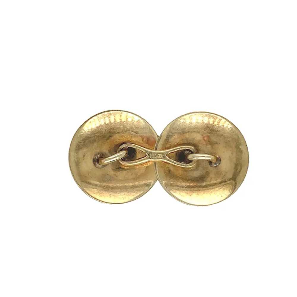 Pair of 10K Yellow Gold Round Cuff links - image 3