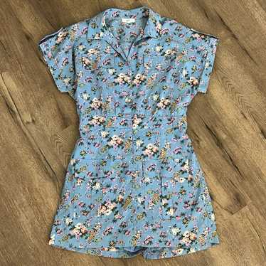 ENTRO Blue Floral Romper Dress