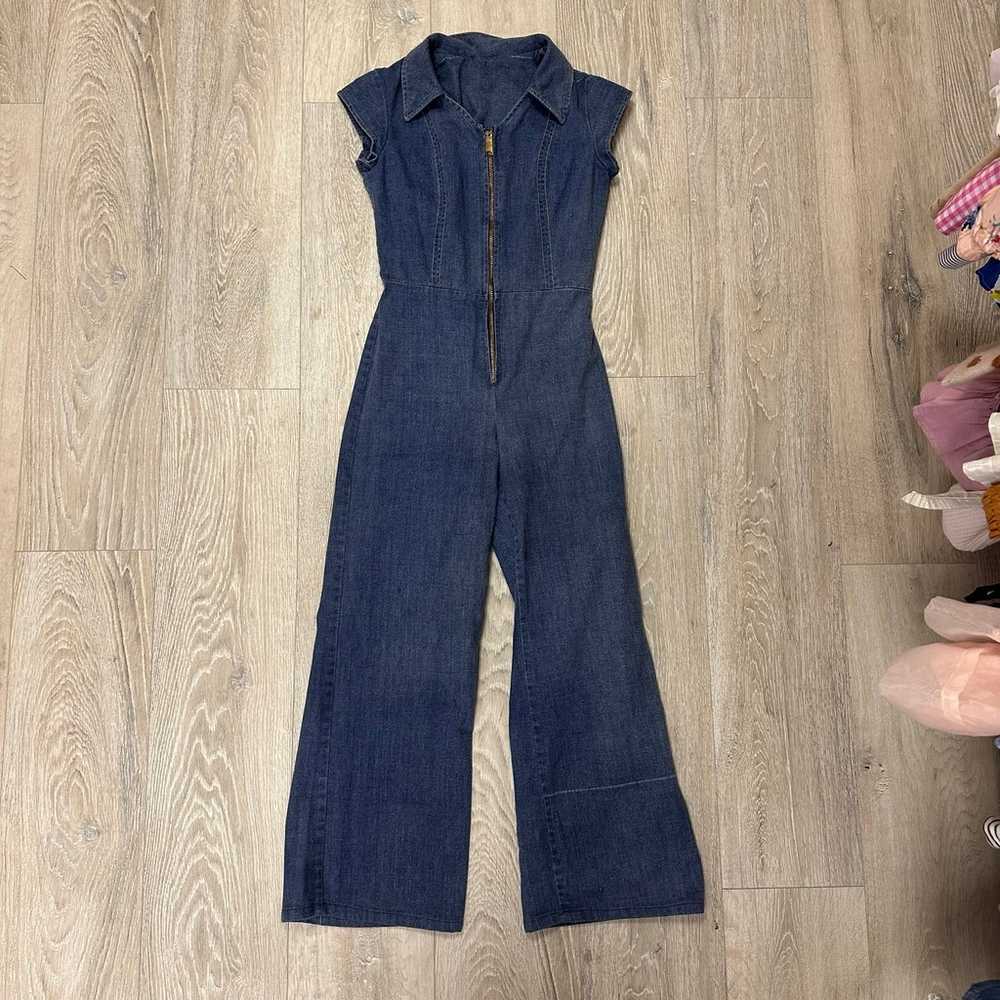 1970’s vintage denim wide leg jumpsuit - image 8