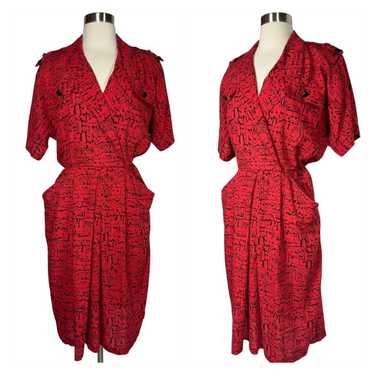 Tina Barrie Dress Red And Black Vintage 80s Secre… - image 1