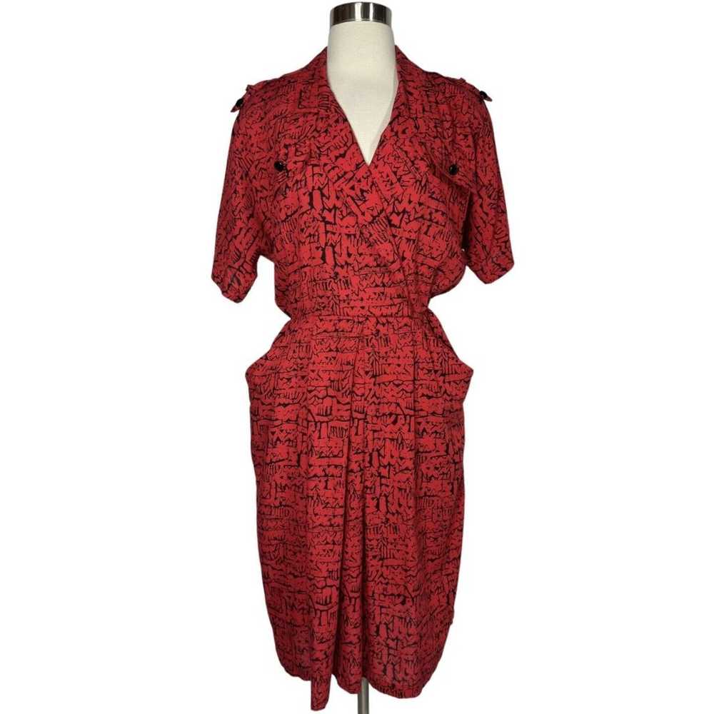 Tina Barrie Dress Red And Black Vintage 80s Secre… - image 2