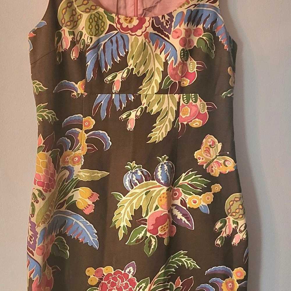 Vintage 1990s Deep Scoop Neck Empire Exotic Flora… - image 3