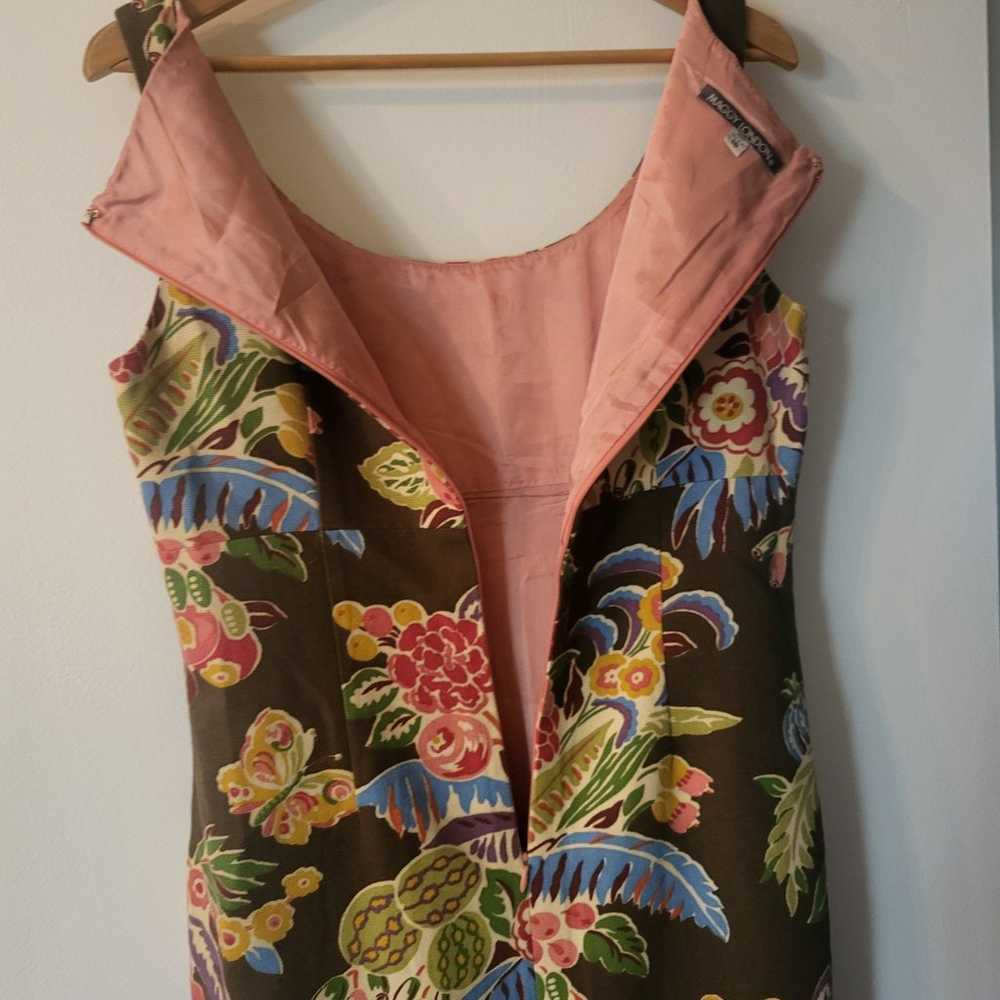 Vintage 1990s Deep Scoop Neck Empire Exotic Flora… - image 4