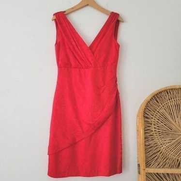 Oleg Cassini 100% Silk Dress Bright Red  Vintage 8